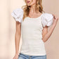 ADORA Layered Ruffled Sleeve Ribbed Top