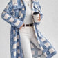 Plaid Button Up Long Sleeve Fleece Coat - DAVERRI FASHIONS
