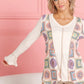 BiBi Granny Square Print Contrast Annie Rib V Neck Top Tops