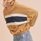 Aemi + Co Raw Hem Contrast Striped Dolman Sleeve Sweatshirt Sweatshirts