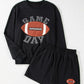 GAME DAY Football Round Neck Long Sleeve Top and Shorts Set - DAVERRI FASHIONS