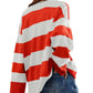 Striped Half-Zip Oversized Sweatshirt - DAVERRI FASHIONS