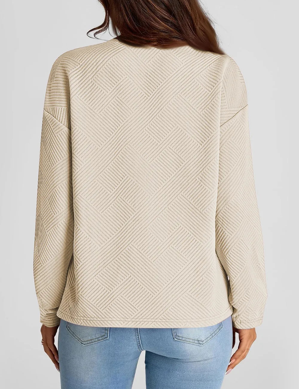 Full Size Texture Round Neck Long Sleeve Sweatshirt | Sweatshirts Daverri Fashions