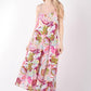 VERY J Tropical Printed Cami Midi Dress Pink Mix L Mid Dresses