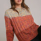 Cable-Knit Color Block Round Neck Long Sleeve Sweater - DAVERRI FASHIONS