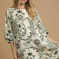 Umgee Boho Printed Balloon Sleeve Mini Dress Olive Mini Dresses