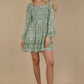 Woman in Very J mint green floral print boho mini dress