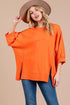 Ces Femme Orange Side Slit Drop Shoulder Puff Sleeve Sweatshirt - DAVERRI FASHIONS