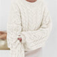 Cable Knit Long Sleeve Sweater - DAVERRI FASHIONS