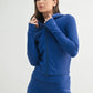 MONO B Ribbed Long Sleeve Hoodie TRUE BLUE