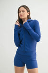 MONO B Ribbed Long Sleeve Hoodie - DAVERRI FASHIONS