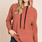 BOMBOM Contrast Drawstring Drop Shoulder Knit Hoodie - DAVERRI FASHIONS