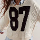 Number 87 Oversized Cable Knit Sweater - DAVERRI FASHIONS