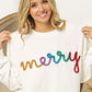 BiBi Merry Tinsel Lettering Drop Shoulder Sweatshirt - DAVERRI FASHIONS