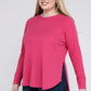 Plus Melange Baby Waffle Long Sleeve Top Plus Tops