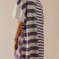 Striped Oversized Half Button Shirt Dress - DAVERRI FASHIONS