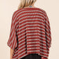 Mittoshop Texture Striped Print Round Neck Dolman Sleeve Top Tops