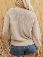 Texture Knitted Dropped Shoulder Sweater | Sweaters Daverri Fashions