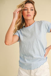 Aemi + Co Lettuce Edge Round Neck Short Sleeve T-Shirt | T-Shirts Daverri Fashions