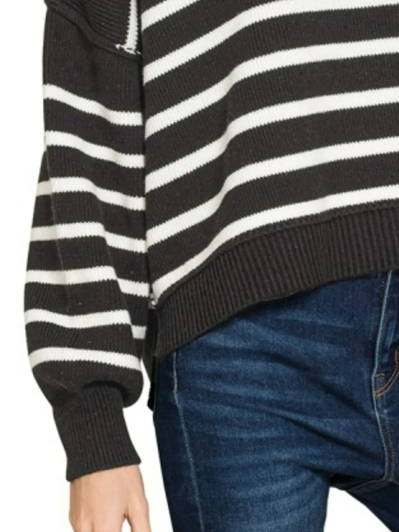 Zenana Exposed Seam Striped Oversized Sweater Sweaters