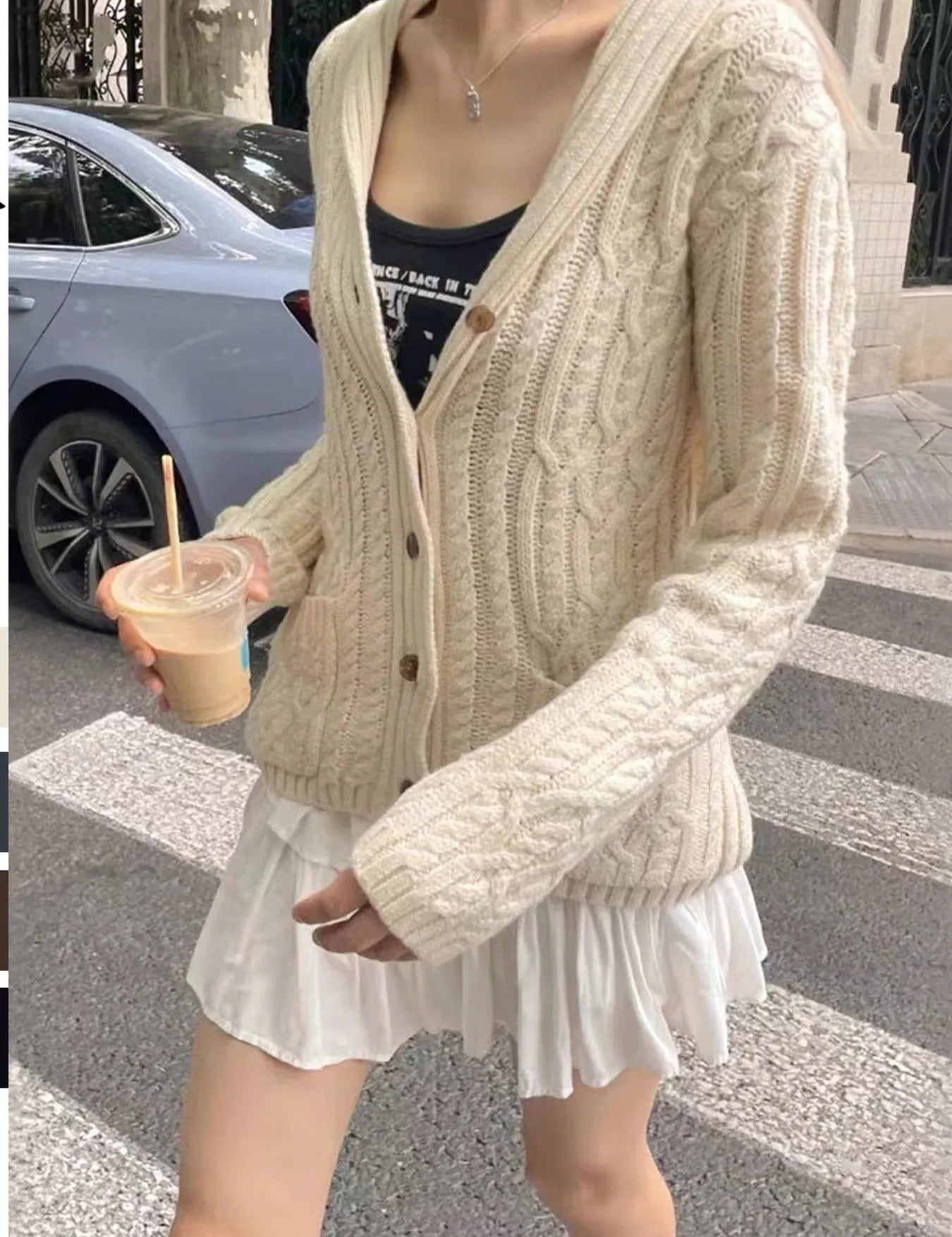 Apricot Cable Knit Button Up Cardigan | Cardigans Daverri Fashions