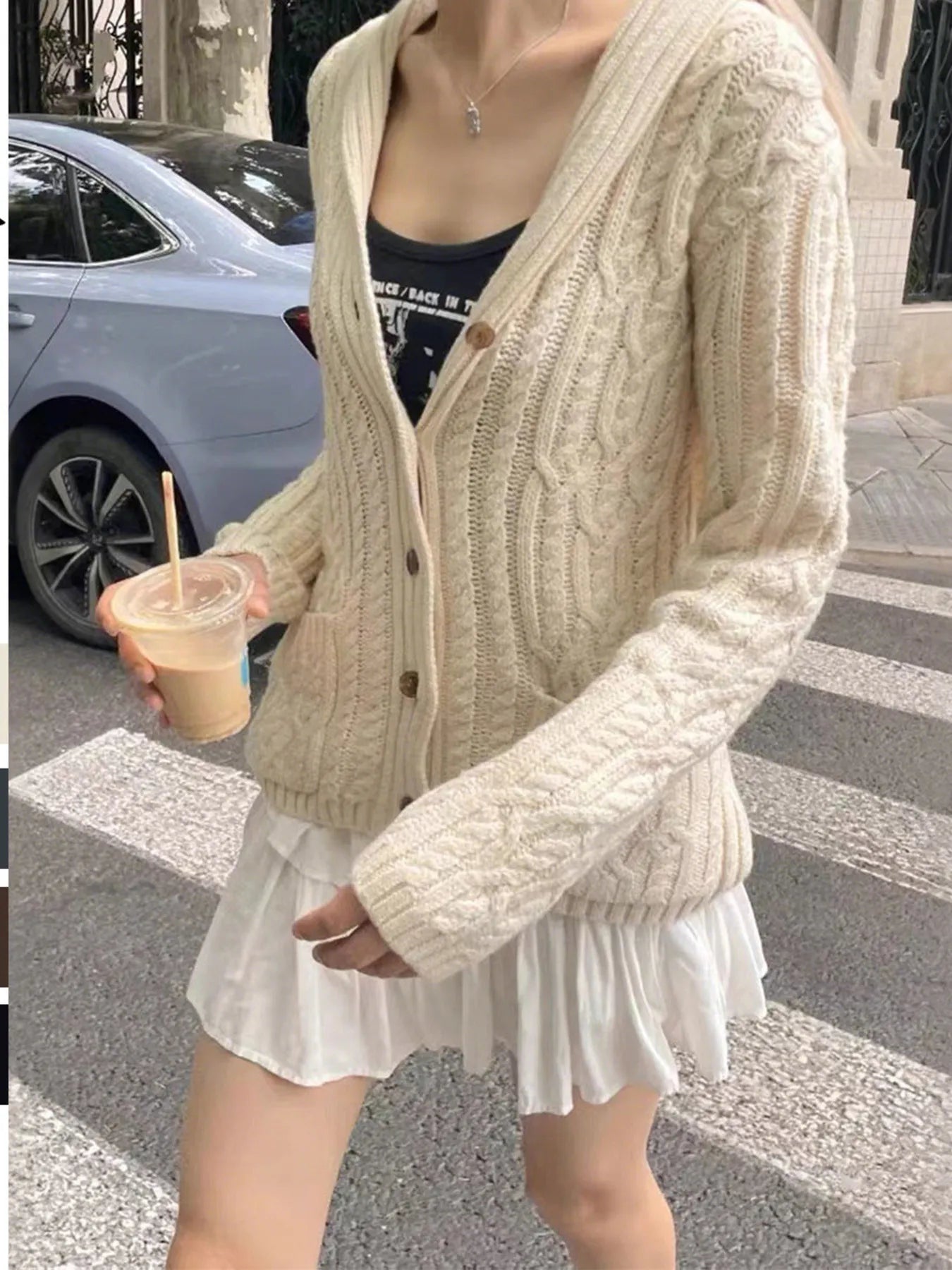 Apricot Cable Knit Button Up Cardigan | Cardigans Daverri Fashions