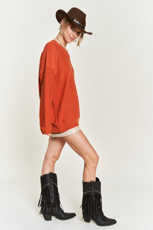 Plus V-Neck Oversized Sweater Tops