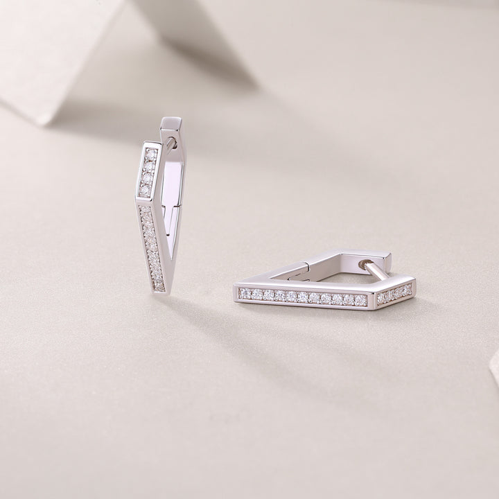 Moissanite S925 Sterling Silver Small Geometric Hoop Earrings | Earrings Daverri Fashions