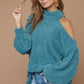 BiBi Belle Sweater Knit Open One Shoulder Turtle Neck - DAVERRI FASHIONS