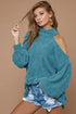 BiBi Belle Sweater Knit Open One Shoulder Turtle Neck - DAVERRI FASHIONS