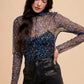 Annie Wear Floral Lettuce Hem Sheer Mesh Top - DAVERRI FASHIONS