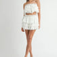 MABLE Ruffle Layered Crop Top and Mini Skirt Set Outfit Sets