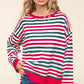 Haptics Full Size Striped Contrast Side Slit Knit Top - DAVERRI FASHIONS