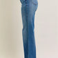 Judy Blue Full Size High Waist Tummy Control Chew Hem Destroy Wide Jeans Plus Size - DAVERRI FASHIONS