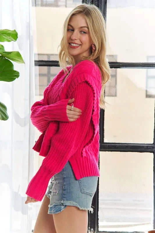 ADORA Ruffle Detail Adorable Sweater Sweaters