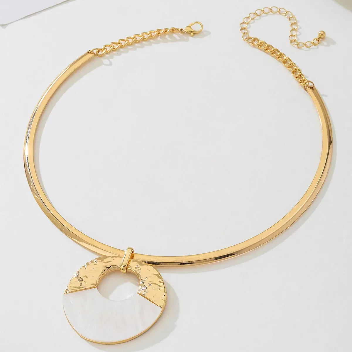 18K Gold-Plated Circle Pendant Necklace and Earrings Jewelry Set - DAVERRI FASHIONS