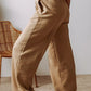 Daverri wide-leg drawstring pants in beige with side pockets
