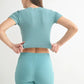 MONO B Essential Micro-ribbed Cropped Athleisure Tee