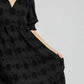 Umgee Full Size Swiss Dot Jacquard Tiered Midi Dress Plus Size Mid Dresses