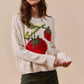 SO ME Vegetable Round Neck Long Sleeve Sweater - DAVERRI FASHIONS