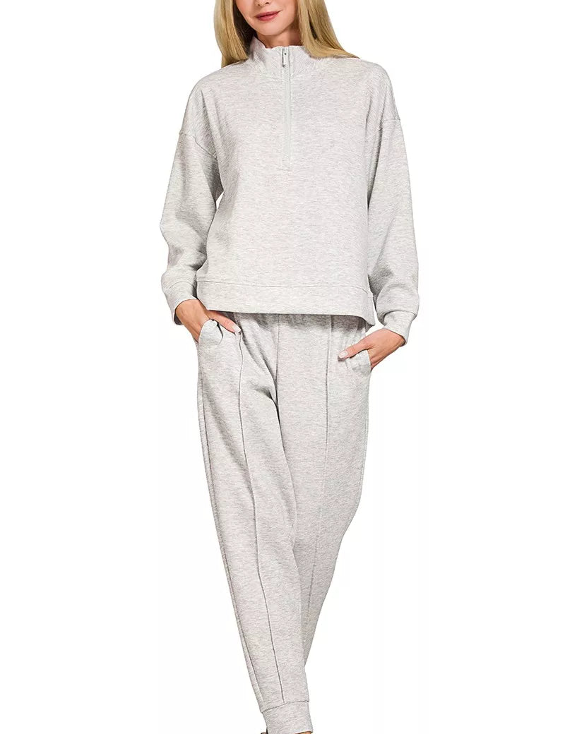 Zenana grey jogger sweatpants with pockets and drawstring waistband