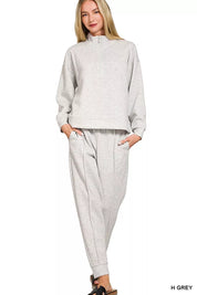 Zenana grey jogger sweatpants with pockets and drawstring waistband