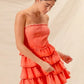 SO ME Strapless Ruffle Layered Game Day Cheer Up Dress - DAVERRI FASHIONS