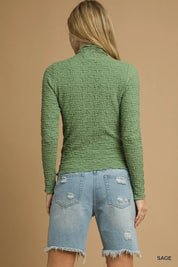 Umgee Textured Crinkle Knit Long Sleeve Top | Tops Daverri Fashions