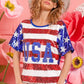 BiBi American Flag Theme USA Lettering Sequin Top Tops