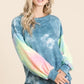 BiBi Tie Dye French Terry Top with rainbow gradient sleeves