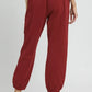 Umgee Fleece Jogger Pants with Drawstring Burgundy - DAVERRI FASHIONS
