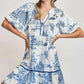 Umgee Two Tone Landscape Print Dress Plus Size Blue M Mini Dresses