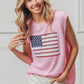 BiBi pink sleeveless knit top with sequined American flag patch