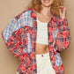 POL Plaid Patchwork Long Sleeve Shirt with Raw Edge Detail Shirts
